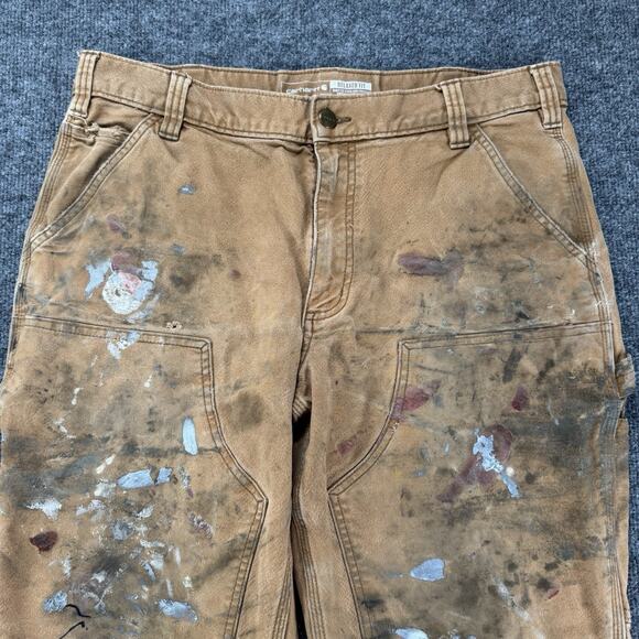 Carhartt Double Knee Pants 36x34 Relaxed Fit Utility Work Pants Distressed - Picture 2 of 11